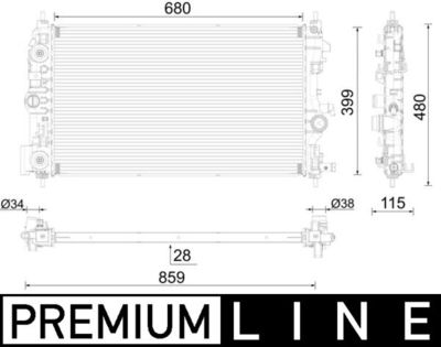 Radiator, engine cooling MAHLE CR 1011 000P