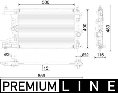 Radiator, engine cooling MAHLE CR 2595 000P