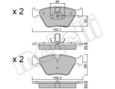 Brake Pad Set, disc brake METELLI 22-0207-3