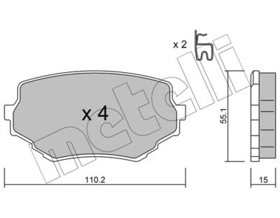 Brake Pad Set, disc brake METELLI 22-0249-0