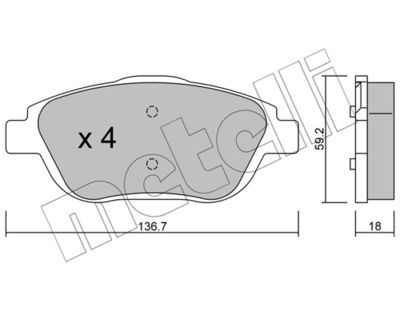 Brake Pad Set, disc brake METELLI 22-0852-0