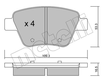 Brake Pad Set, disc brake METELLI 22-0889-0