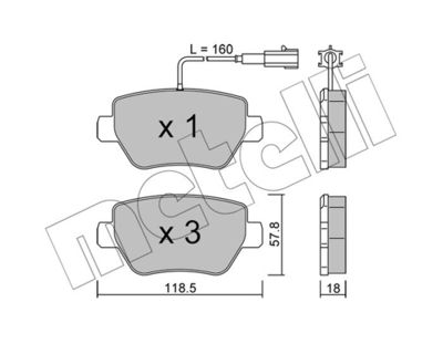 Brake Pad Set, disc brake METELLI 22-1204-0