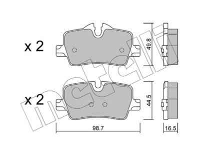Brake Pad Set, disc brake METELLI 22-1264-0