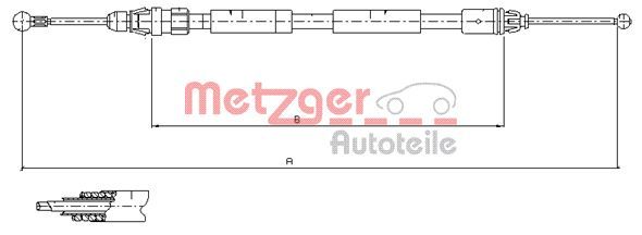 METZGER 11.6808 Cable Pull, parking brake