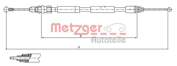 METZGER 11.6807 Cable Pull, parking brake