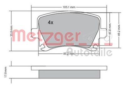 Brake Pad Set, disc brake METZGER 1170005