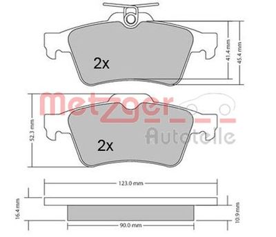 Brake Pad Set, disc brake METZGER 1170006