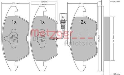 Brake Pad Set, disc brake METZGER 1170007