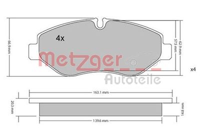 Brake Pad Set, disc brake METZGER 1170040