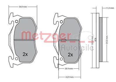 Brake Pad Set, disc brake METZGER 1170050