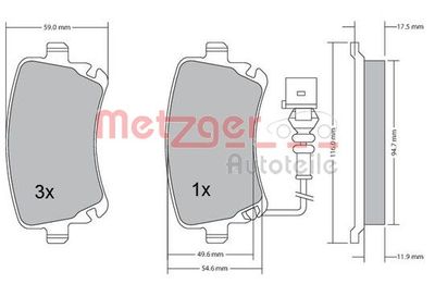 Brake Pad Set, disc brake METZGER 1170051