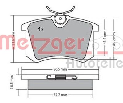 Brake Pad Set, disc brake METZGER 1170060