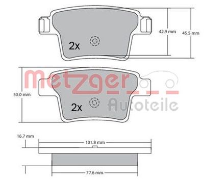 Brake Pad Set, disc brake METZGER 1170092