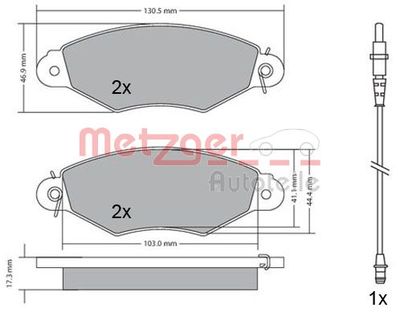 Brake Pad Set, disc brake METZGER 1170115