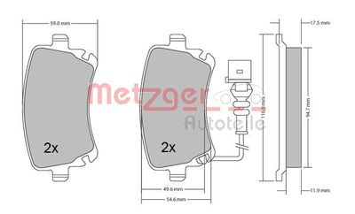 Brake Pad Set, disc brake METZGER 1170190