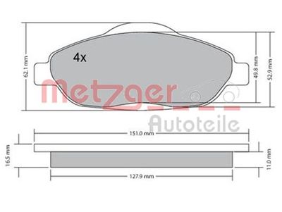 Brake Pad Set, disc brake METZGER 1170194