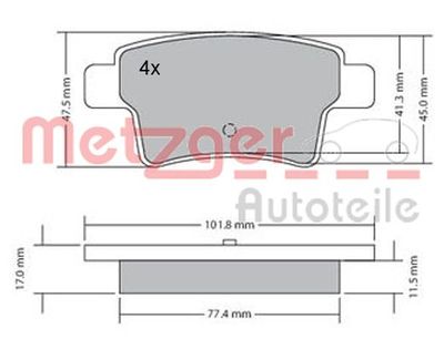 Brake Pad Set, disc brake METZGER 1170264