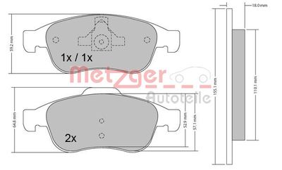 Brake Pad Set, disc brake METZGER 1170265