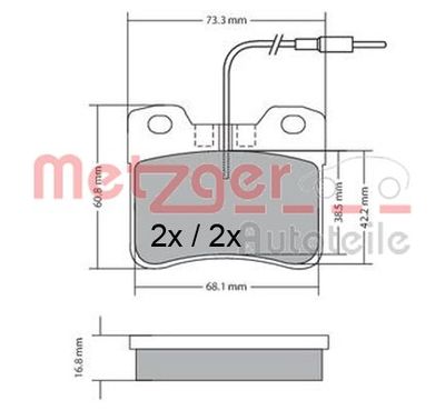 Brake Pad Set, disc brake METZGER 1170302