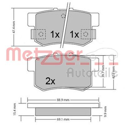 Brake Pad Set, disc brake METZGER 1170337