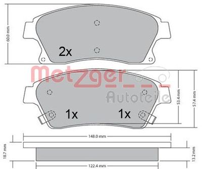 Brake Pad Set, disc brake METZGER 1170393