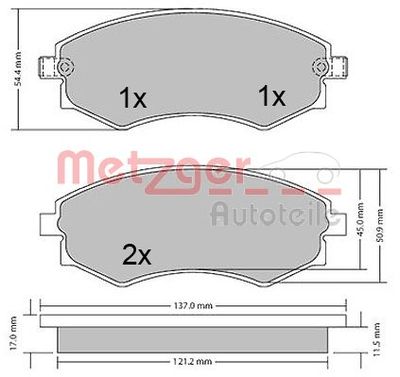 Brake Pad Set, disc brake METZGER 1170394