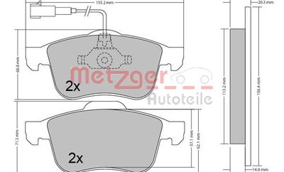 Brake Pad Set, disc brake METZGER 1170424