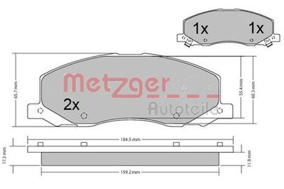 Brake Pad Set, disc brake METZGER 1170468