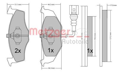 Brake Pad Set, disc brake METZGER 1170479