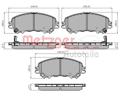 Brake Pad Set, disc brake METZGER 1170835