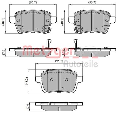 Brake Pad Set, disc brake METZGER 1170836