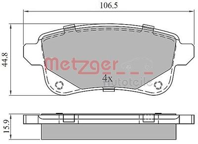 Brake Pad Set, disc brake METZGER 1170909