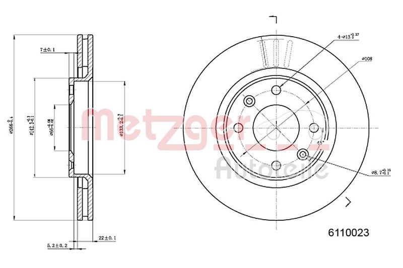 METZGER 6110023 Brake Disc