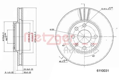 Brake Disc METZGER 6110031