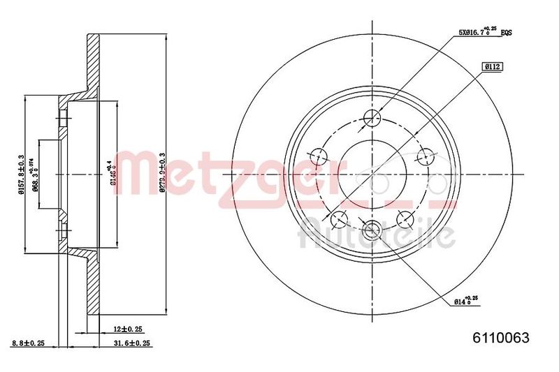 METZGER 6110063 Brake Disc