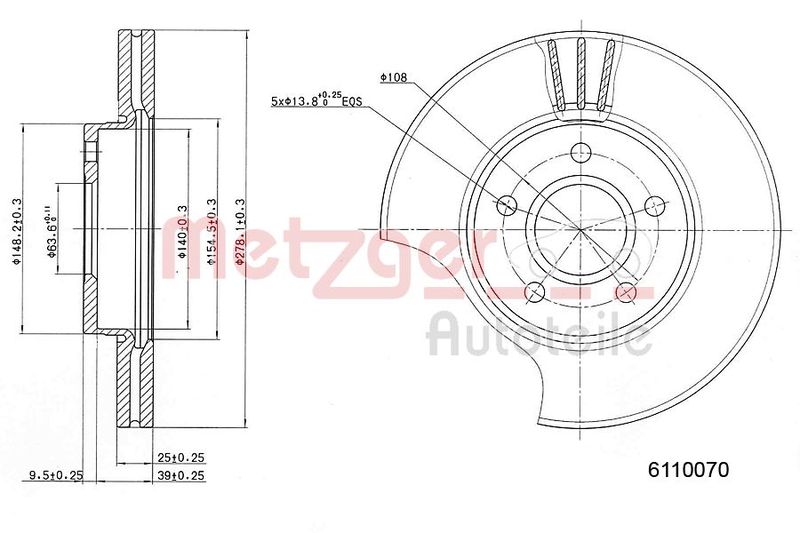 METZGER 6110070 Brake Disc