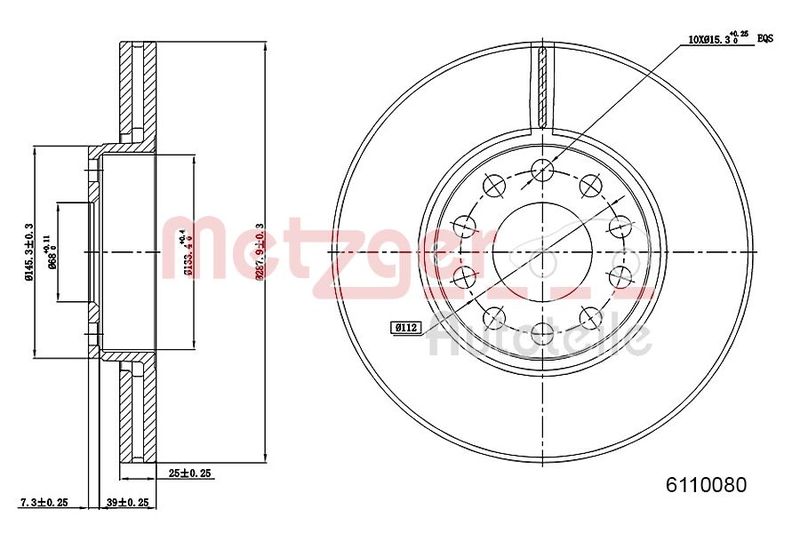 METZGER 6110080 Brake Disc