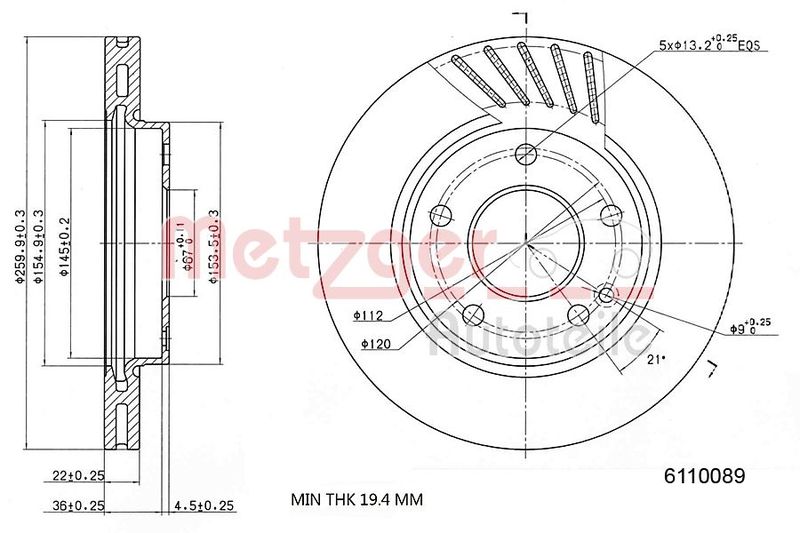 METZGER 6110089 Brake Disc