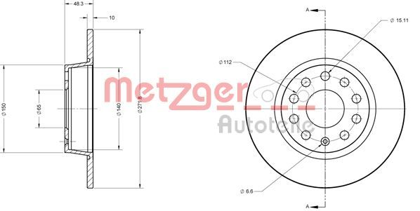 METZGER 6110108 Brake Disc