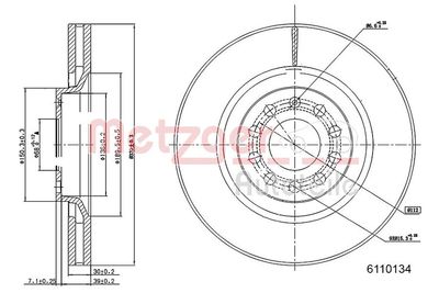 Brake Disc METZGER 6110134