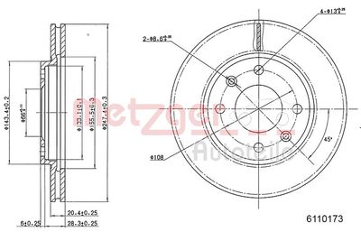 Brake Disc METZGER 6110173