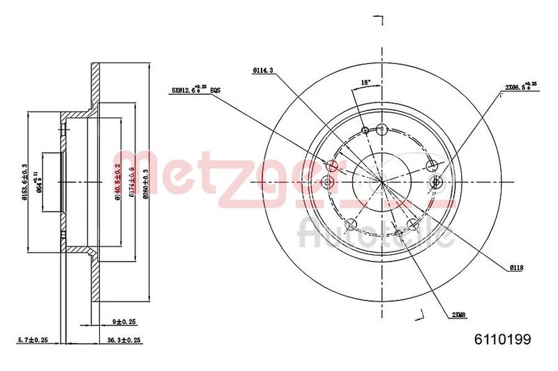 METZGER 6110199 Brake Disc