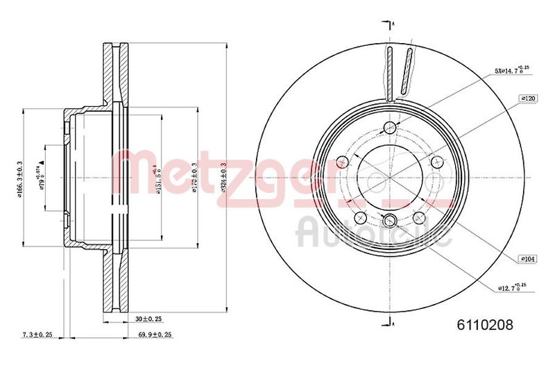 METZGER 6110208 Brake Disc