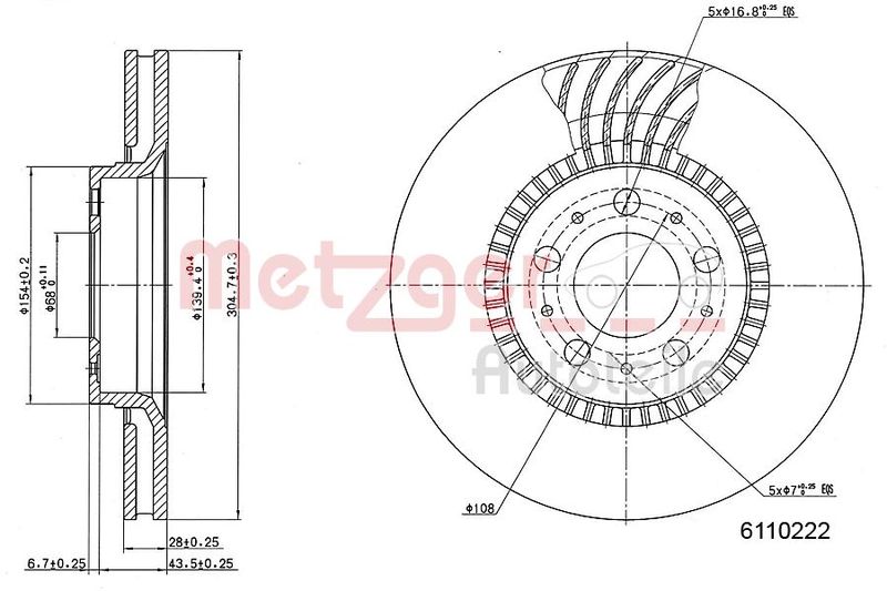 METZGER 6110222 Brake Disc