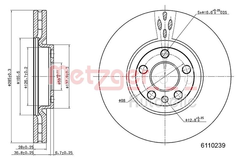 METZGER 6110239 Brake Disc