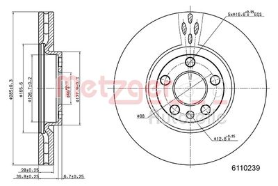 Brake Disc METZGER 6110239