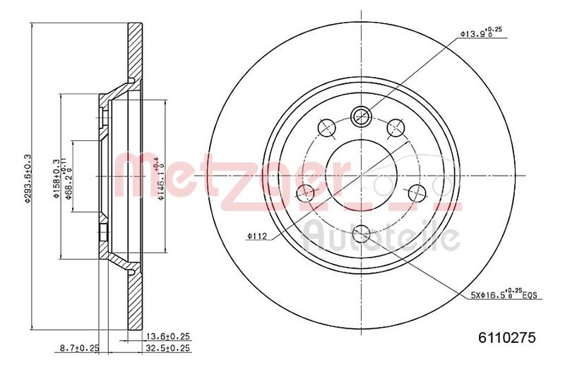 METZGER 6110275 Brake Disc