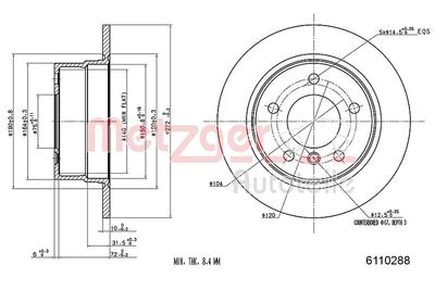 Brake Disc METZGER 6110288