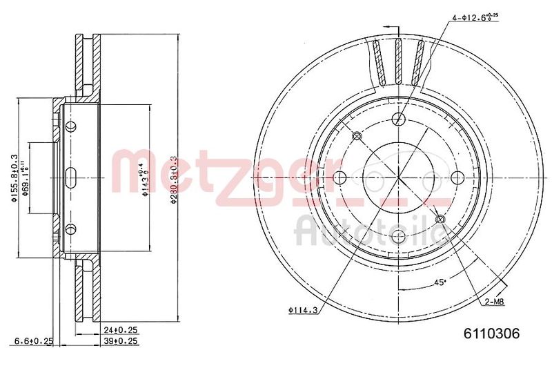 METZGER 6110306 Brake Disc